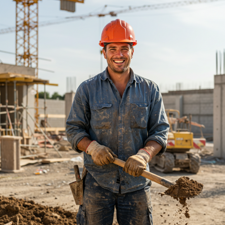 Trabajador de obra con casco